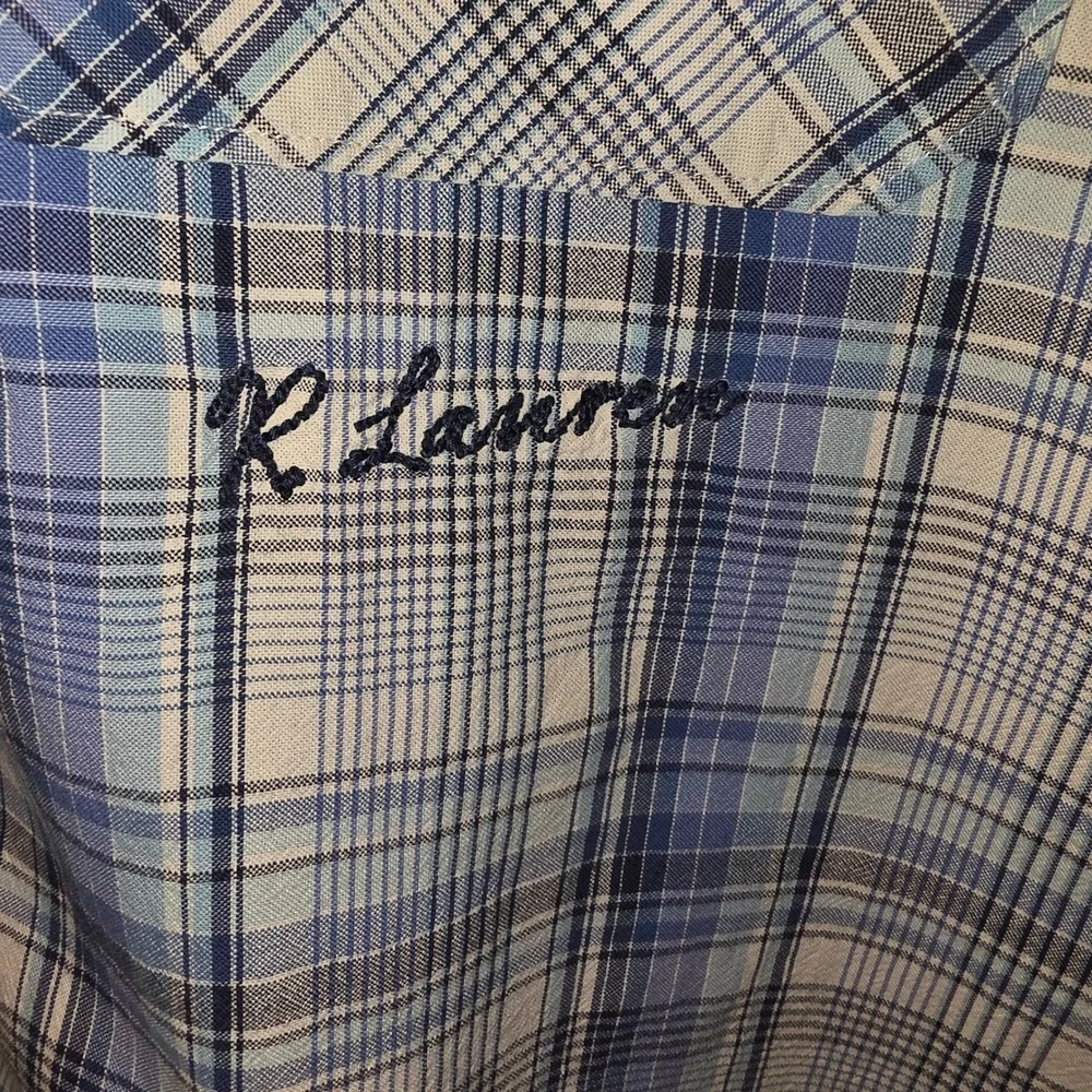 Vintage Polo Jeans Co Ralph Lauren 4XL Blue Plaid Short Sleeve Button Down Shirt